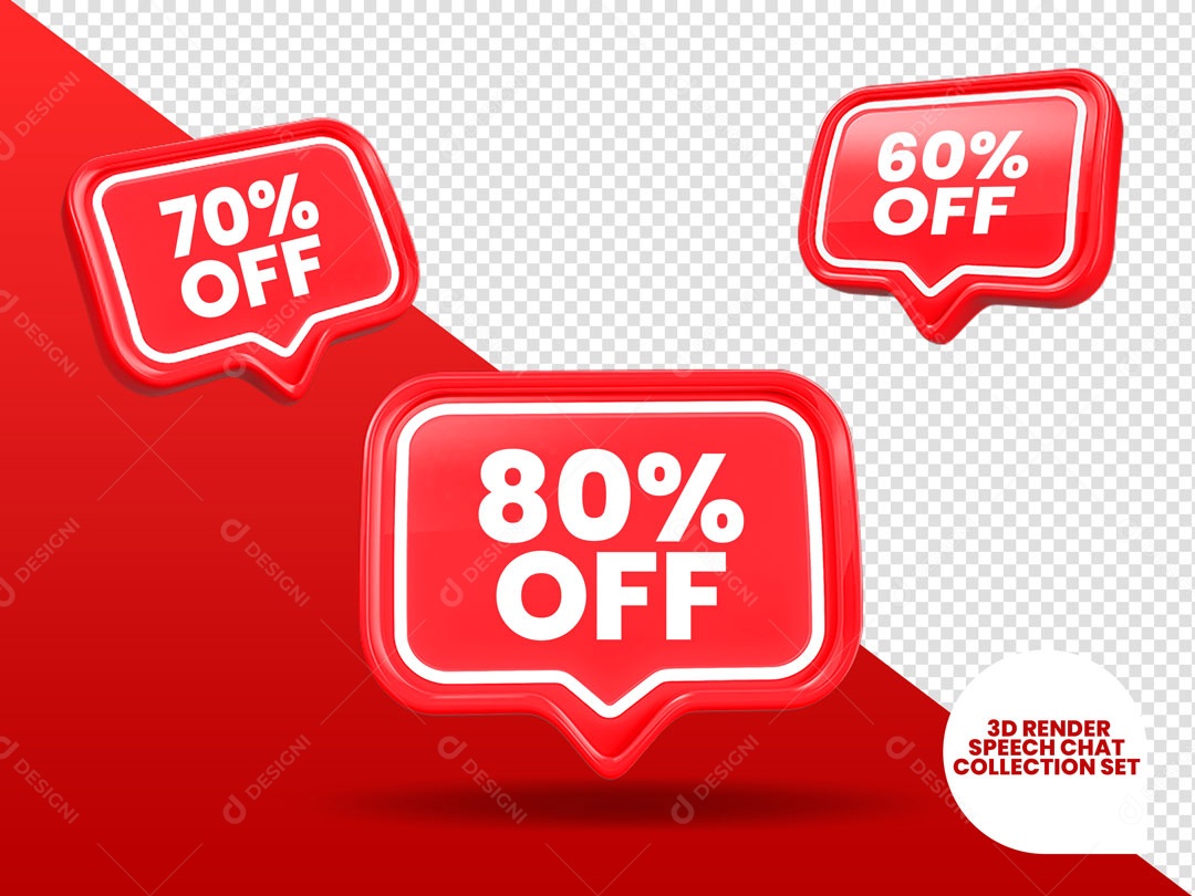 Elemento 3D Balão De Fala Com 70% e 80% De Desconto PSD Editável