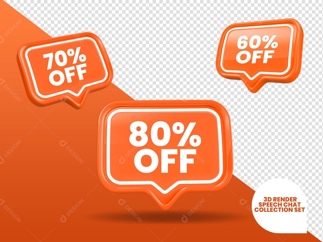 Elemento 3D Balão De Fala Com 70% e 80% De Desconto PSD Editável