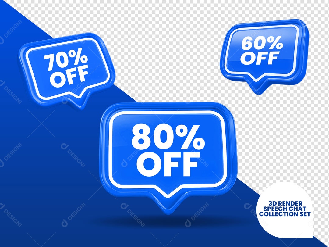 Elemento 3D Balão De Fala Com 70% e 80% De Desconto PSD Editável