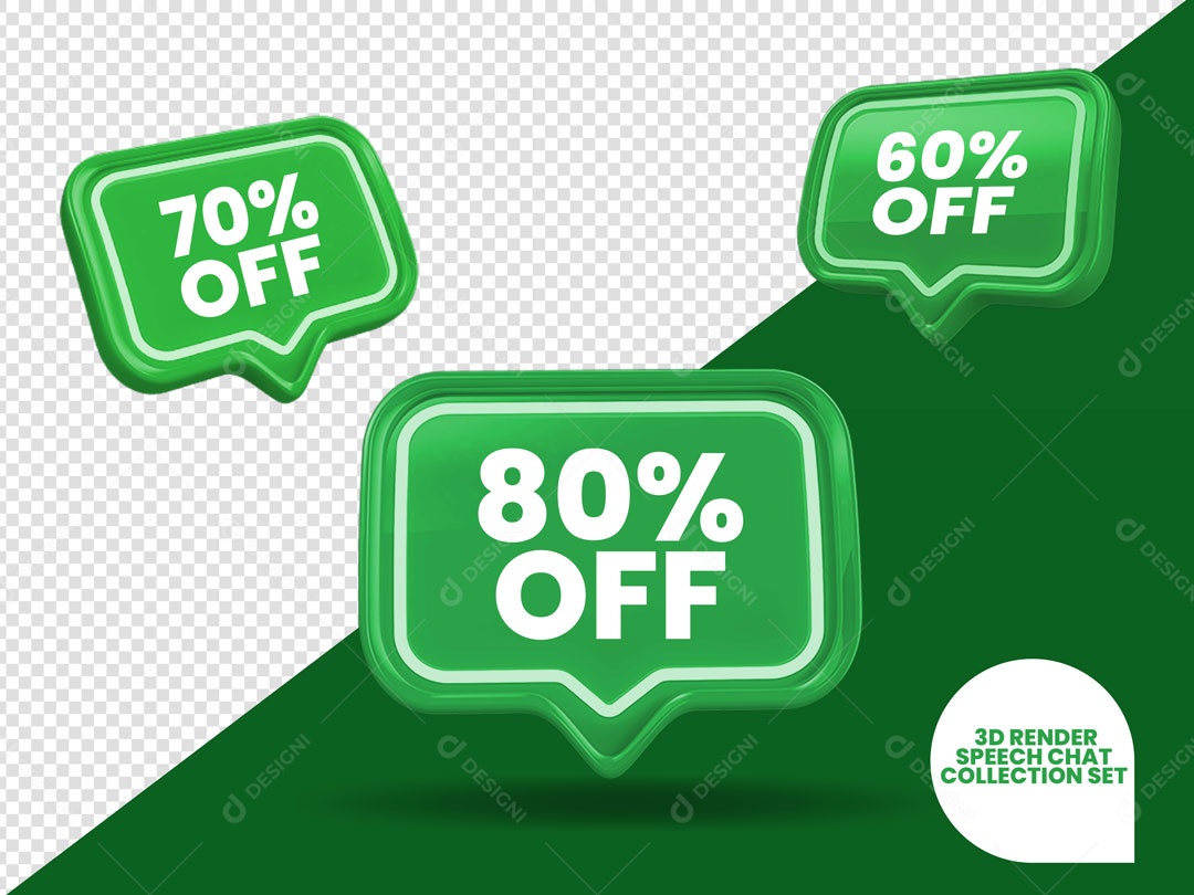 Elemento 3D Balão De Fala Com 70% e 80% De Desconto PSD Editável