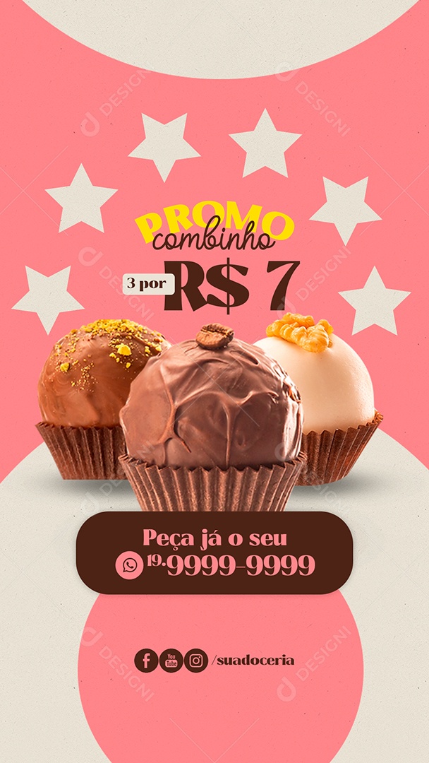 Story Promo combinho peça já o seu Panificadora Doceria Social Media PSD Editável
