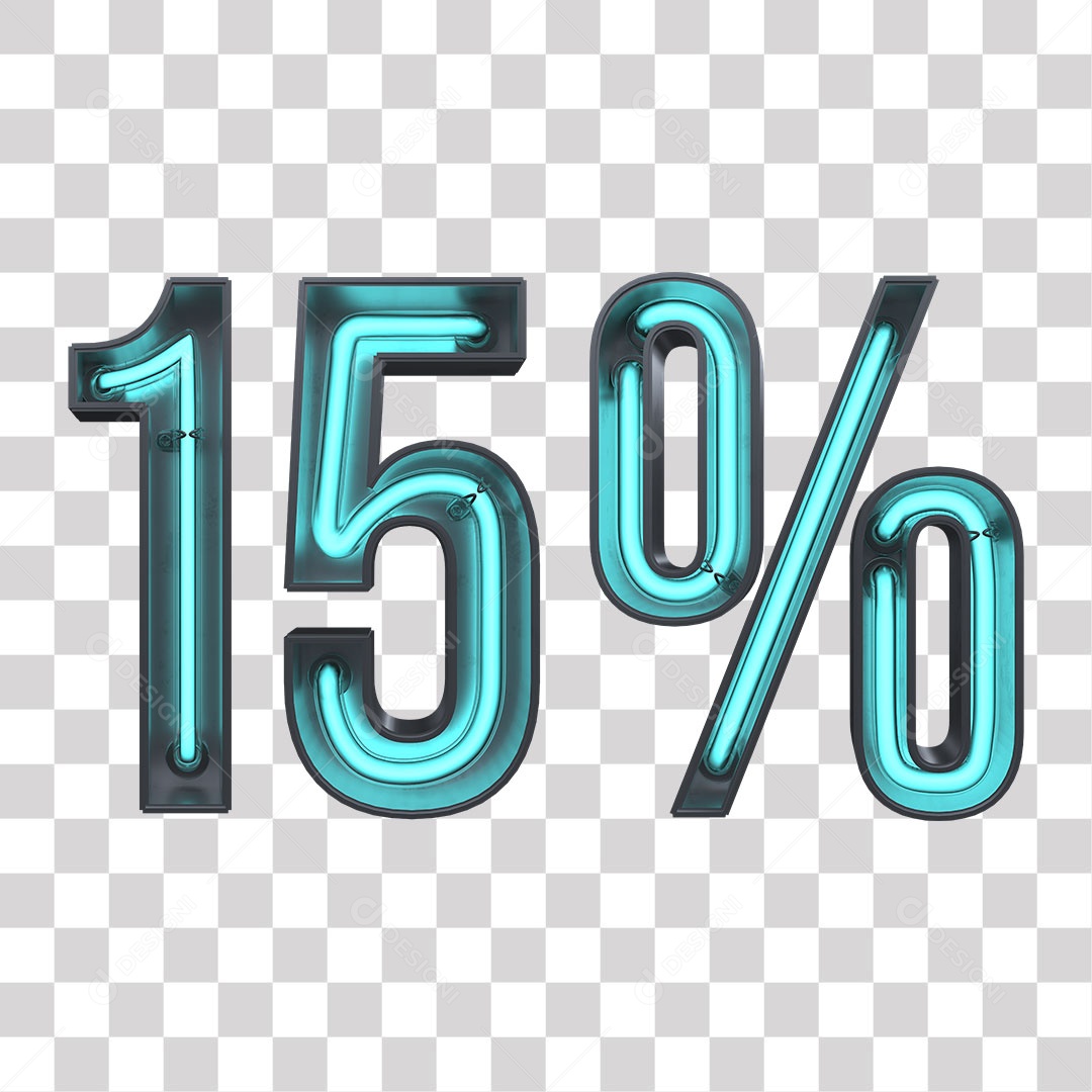 Número 3D Para Composição 15% De Desconto luz Azul PNG Transparente