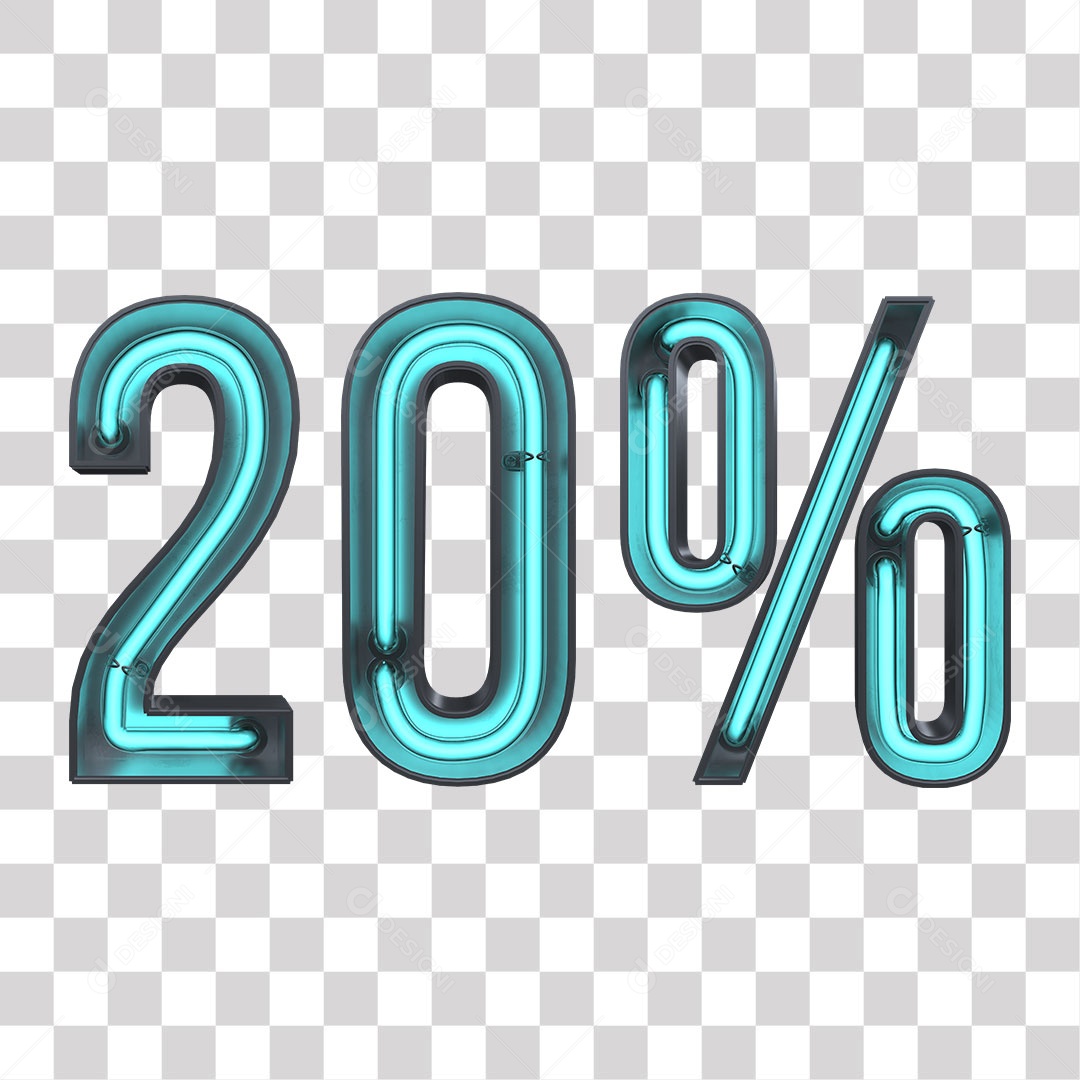 Número 3D Para Composição 20% De Desconto luz Azul PNG Transparente