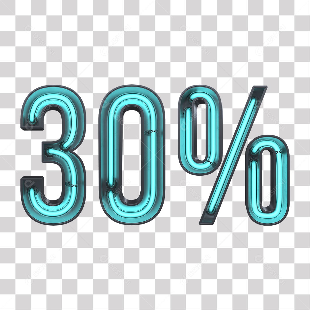 Número 3D Para Composição 30% De Desconto luz Azul PNG Transparente