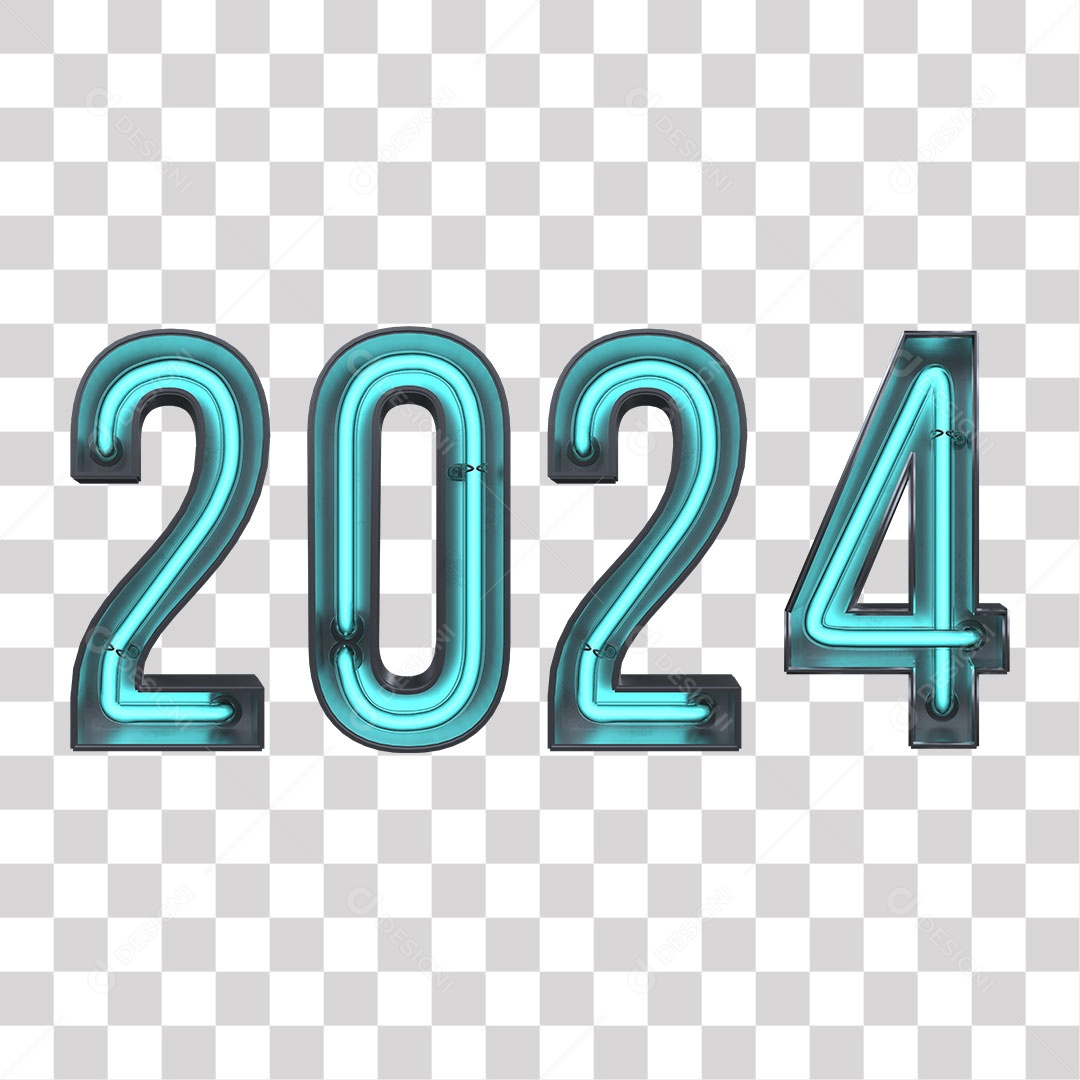 Número 3D Para Composição 2024  Ano Novo Luz Azul PNG Transparente