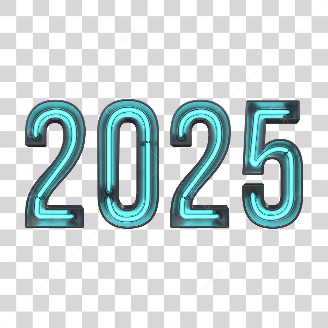 Número 3D Para Composição 2025  Ano Novo Luz Azul PNG Transparente