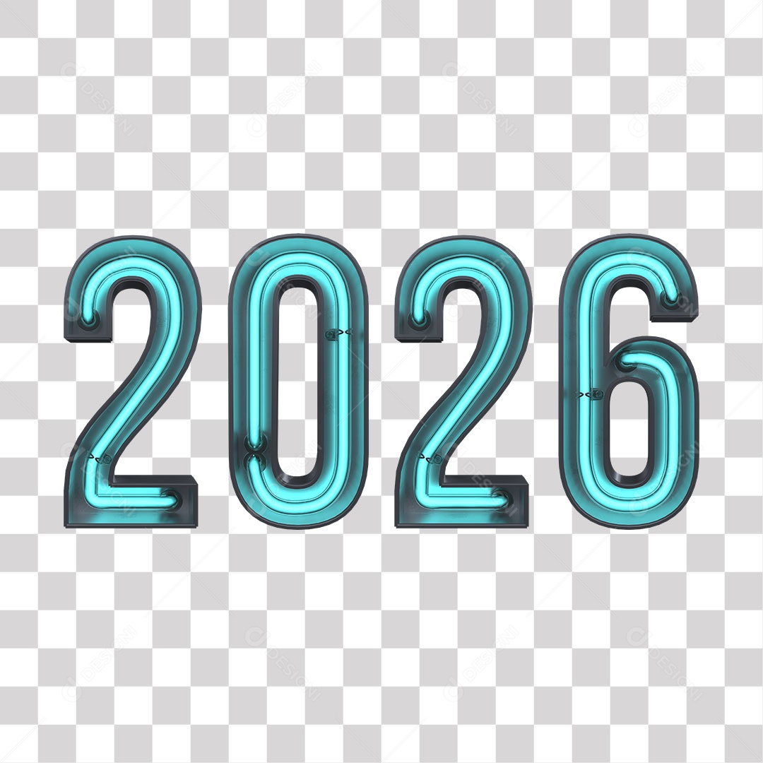 Número 3D Para Composição 2026  Ano Novo Luz Azul PNG Transparente