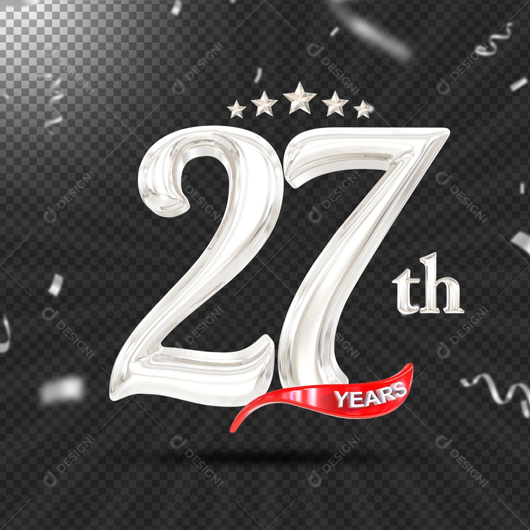 Elemento 3D 27 Anos De Idade Prata PSD