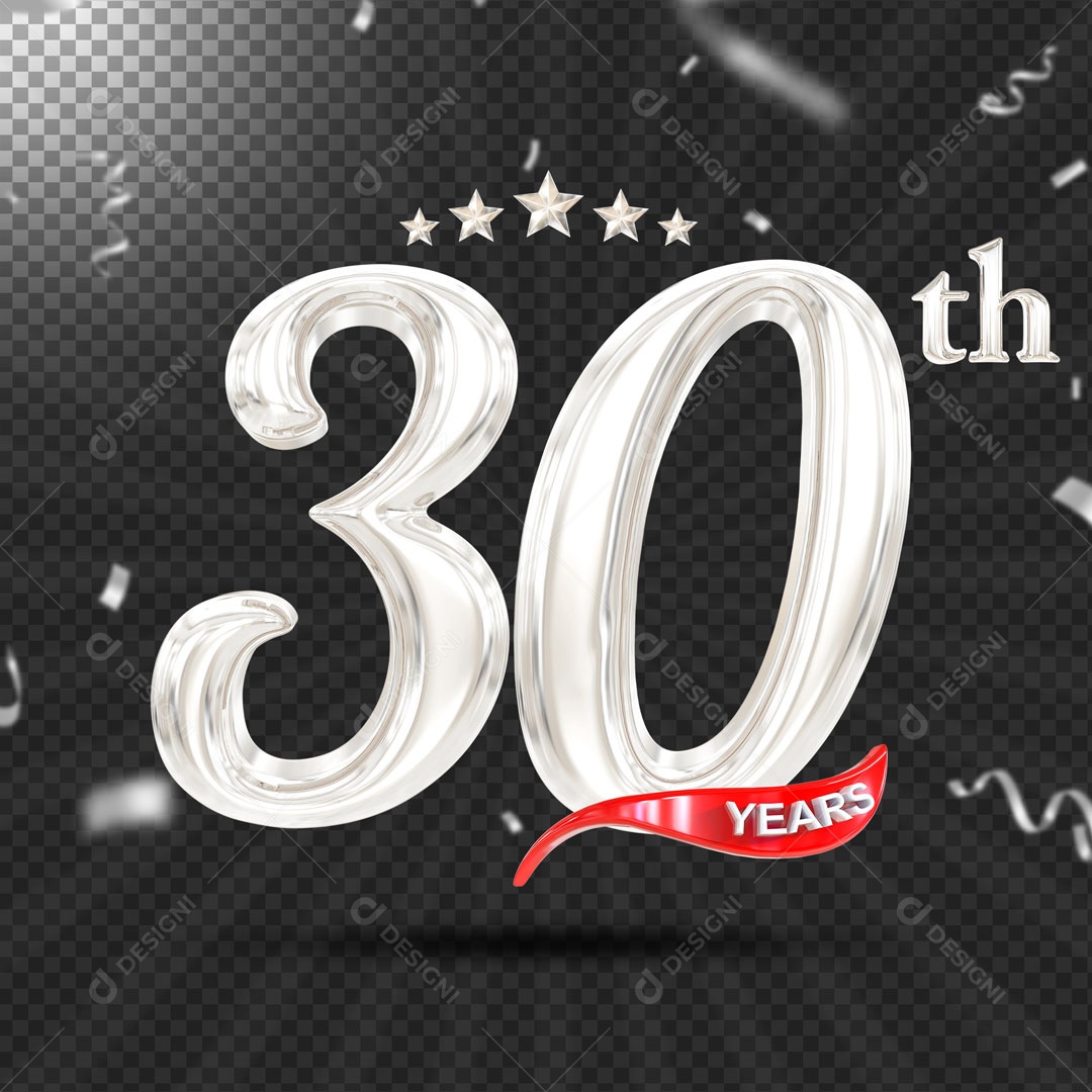 Elemento 3D 25 Anos De Idade Prata PSD