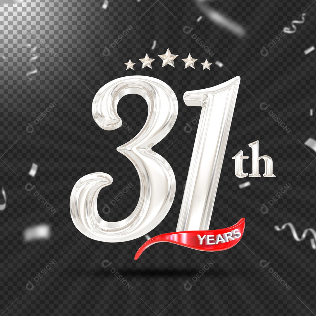 Elemento 3D 31 Anos De Idade Prata PSD