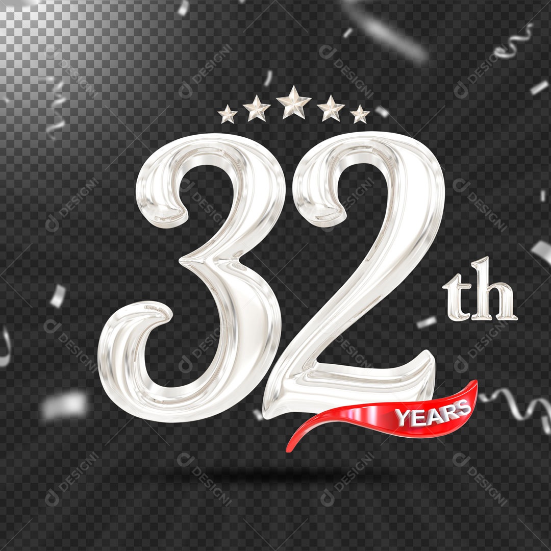 Elemento 3D 31 Anos De Idade Prata PSD