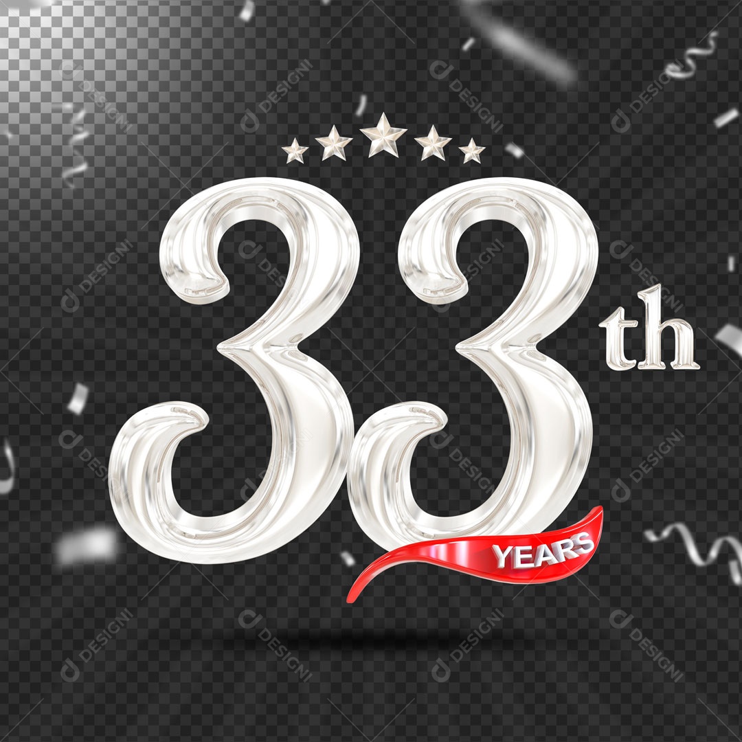 Elemento 3D 33 Anos De Idade Prata PSD