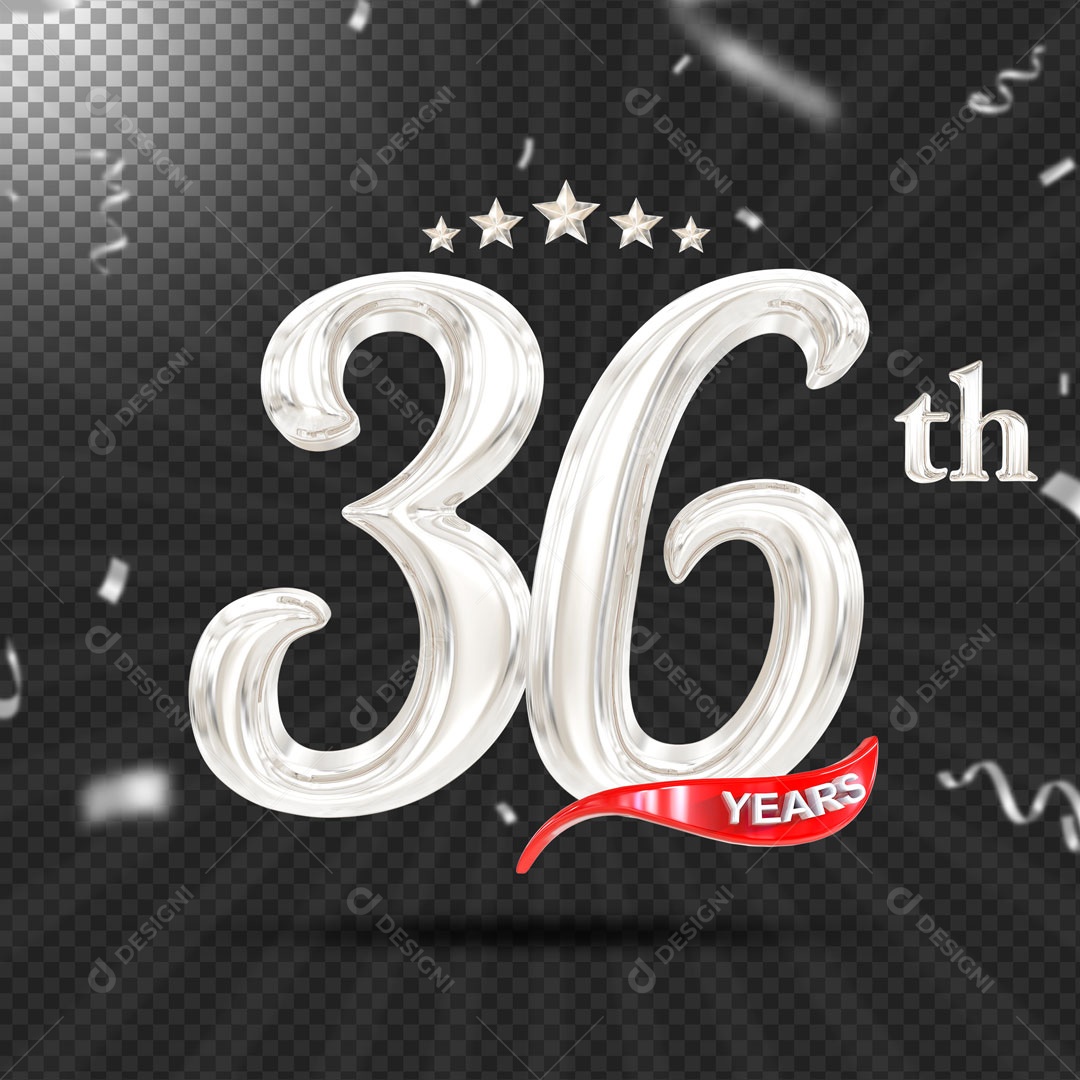 Elemento 3D 36 Anos De Idade Prata PSD