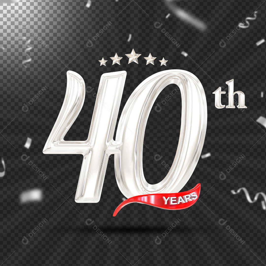 Elemento 3D 40 Anos De Idade Prata PSD