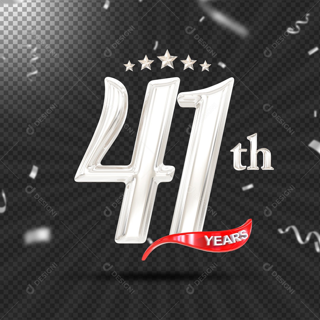 Elemento 3D 41 Anos De Idade Prata PSD