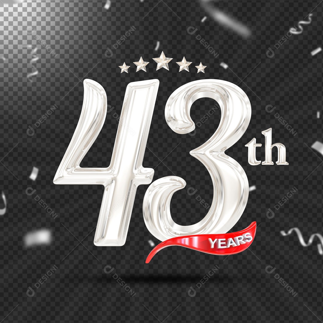 Elemento 3D 43 Anos De Idade Prata PSD