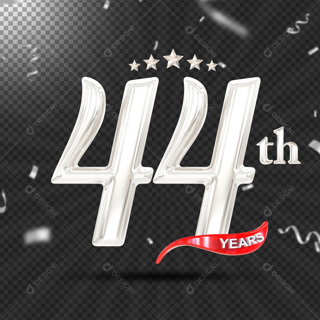 Elemento 3D 44 Anos De Idade Prata PSD