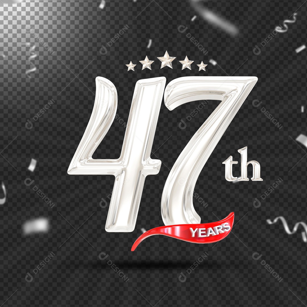 Elemento 3D 47 Anos De Idade Prata PSD