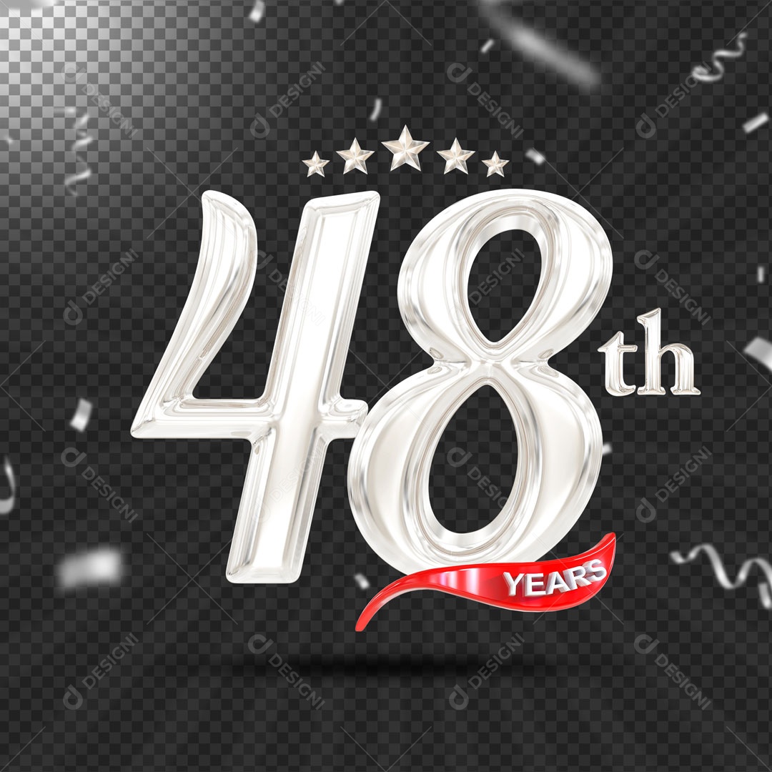 Elemento 3D 48 Anos De Idade Prata PSD
