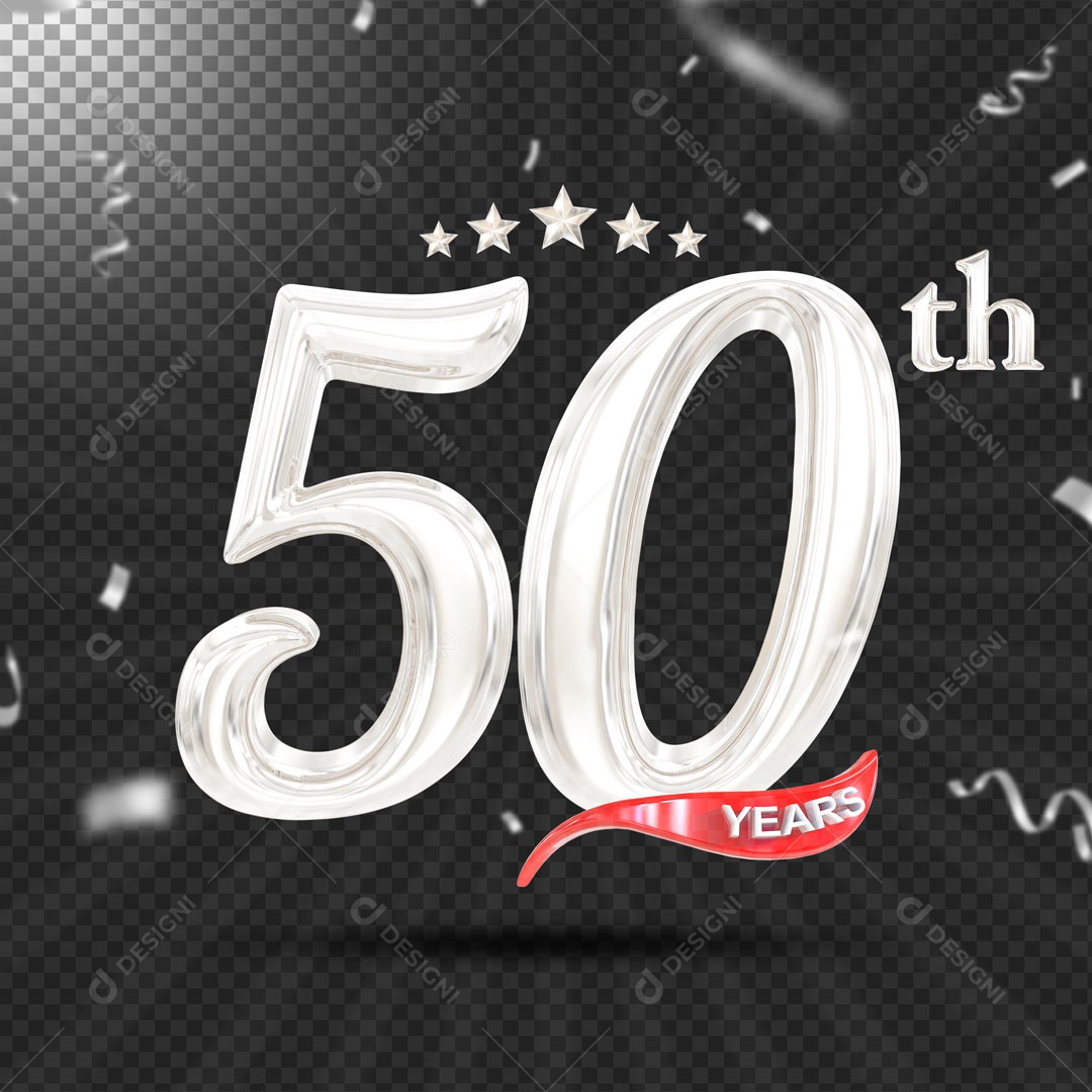 Elemento 3D 50 Anos De Idade Prata PSD