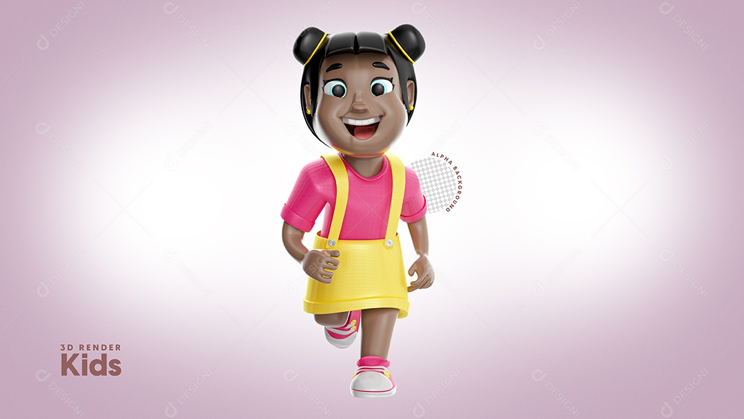 Menina dos olhos azuis Ilustração 3D do Dia Das Crianças para Composição PSD