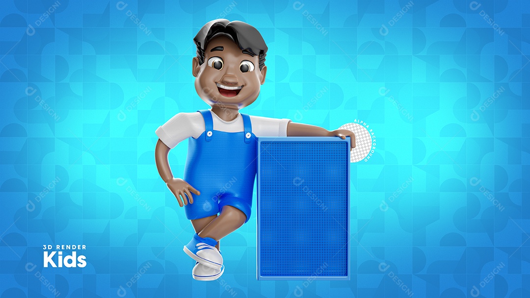 Menino dos olhos castanho Ilustração 3D do Dia Das Crianças para Composição PSD