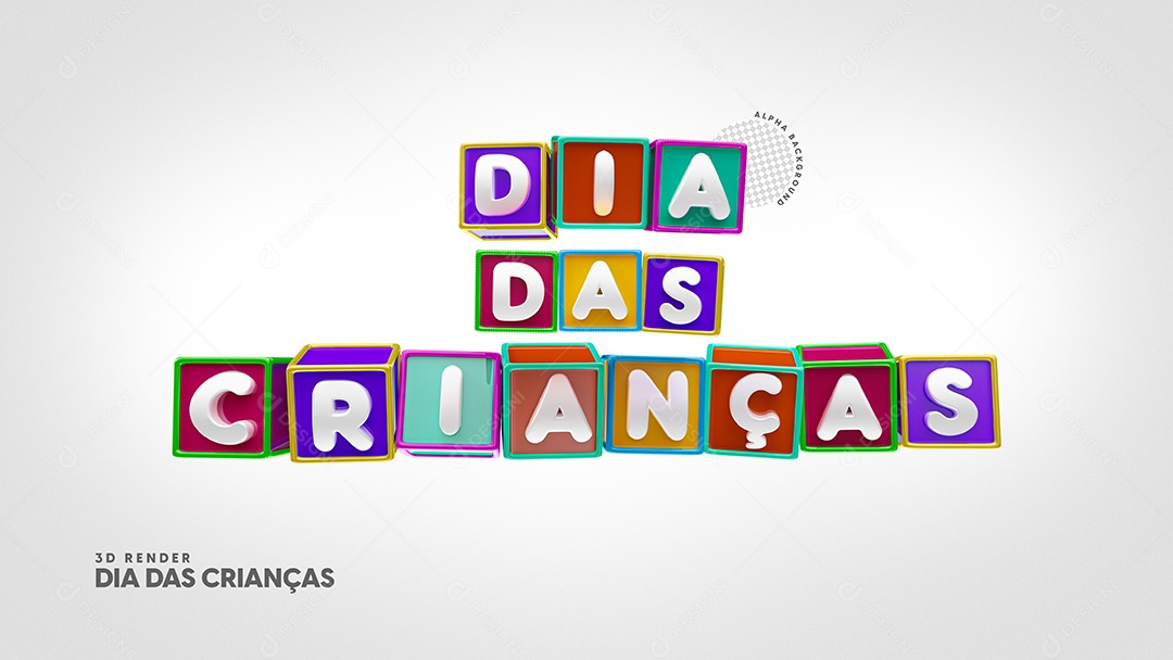 Selo 3D Dia Das Crianças para Composição PSD