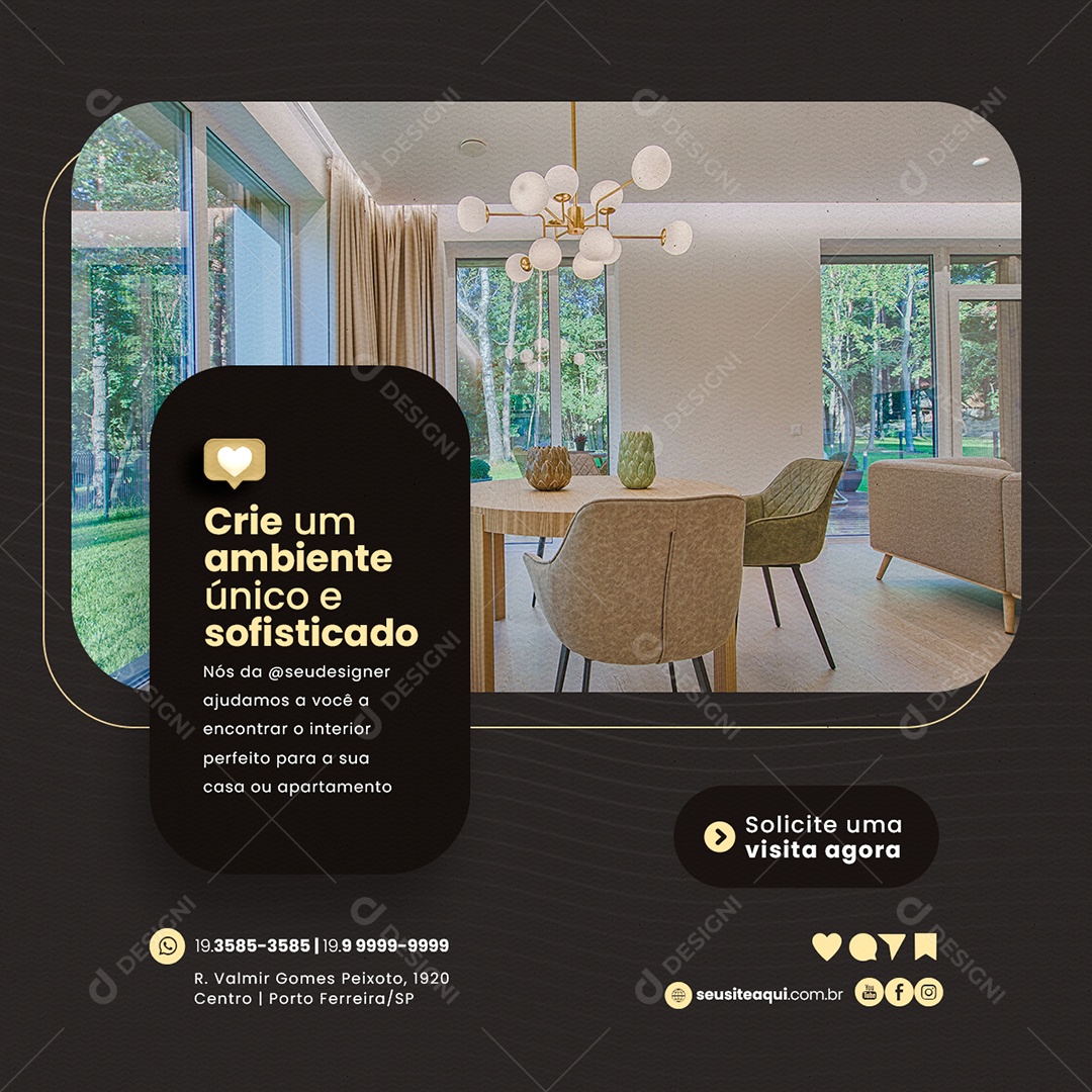 Crie um ambiente único e sostificado Móveis Planejados Social Media PSD Editável