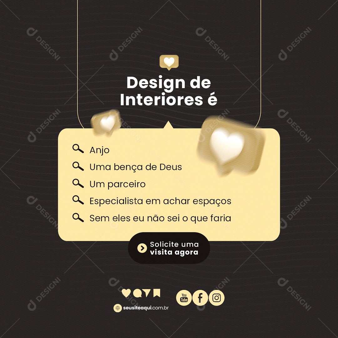 Design de interiores é Anjo uma beça de Deus Móveis Planejados Social Media PSD Editável