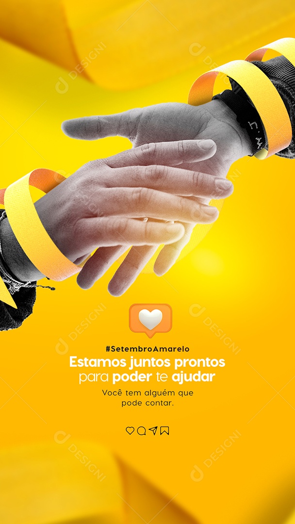 Story Estamos juntos prontos para poder te ajudar Setembro Amarelo Social Media PSD Editável