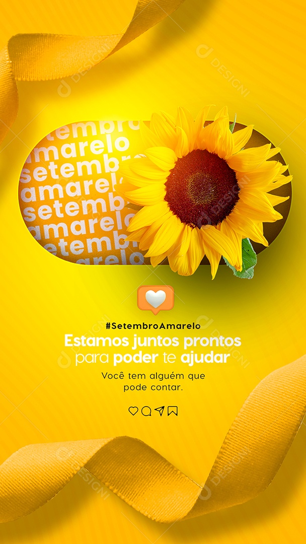 Story Estamos juntos prontos para poder te ajudar Setembro Amarelo Social Media PSD Editável