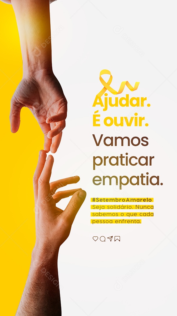 Story Ajudar é ouvir vamos praticar empatia Setembro Amarelo Social Media PSD Editável