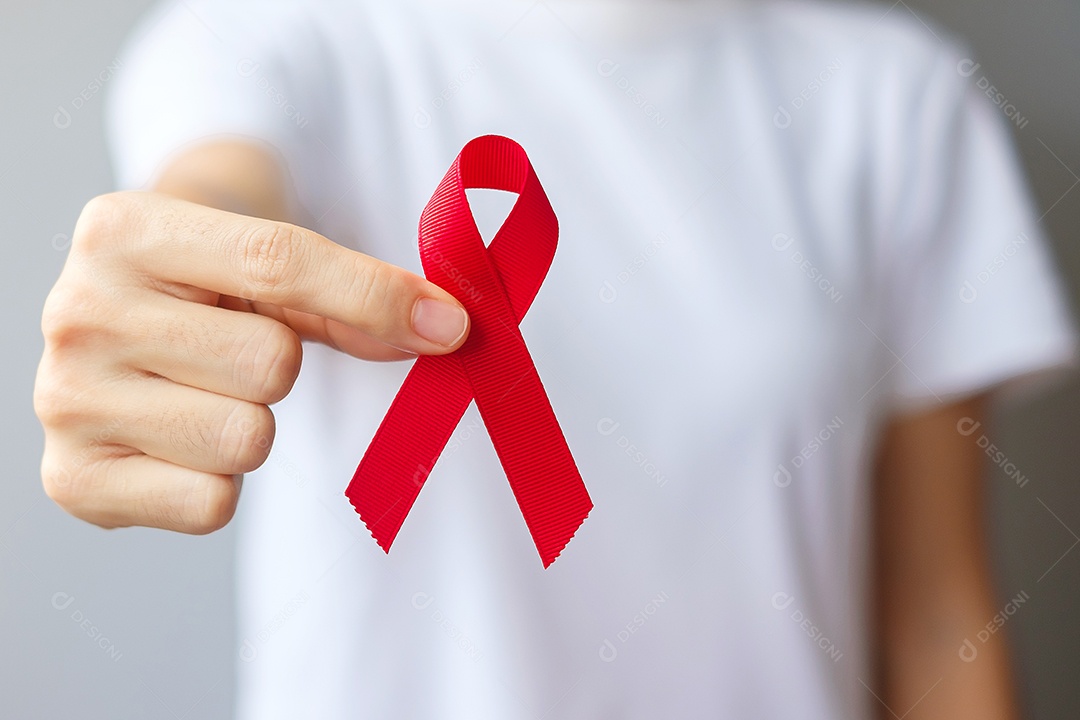 Red Ribbon para dezembro Dia Mundial da Aids (síndrome da imunodeficiência adquirida), mês de conscientização do câncer de mieloma múltiplo e semana nacional da fita vermelha.