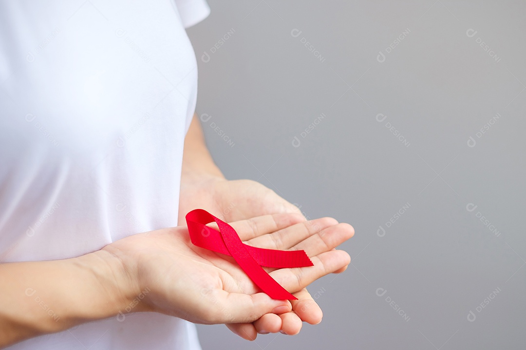 Red Ribbon para dezembro Dia Mundial da Aids (síndrome da imunodeficiência adquirida), mês de conscientização do câncer de mieloma múltiplo e semana nacional da fita vermelha.