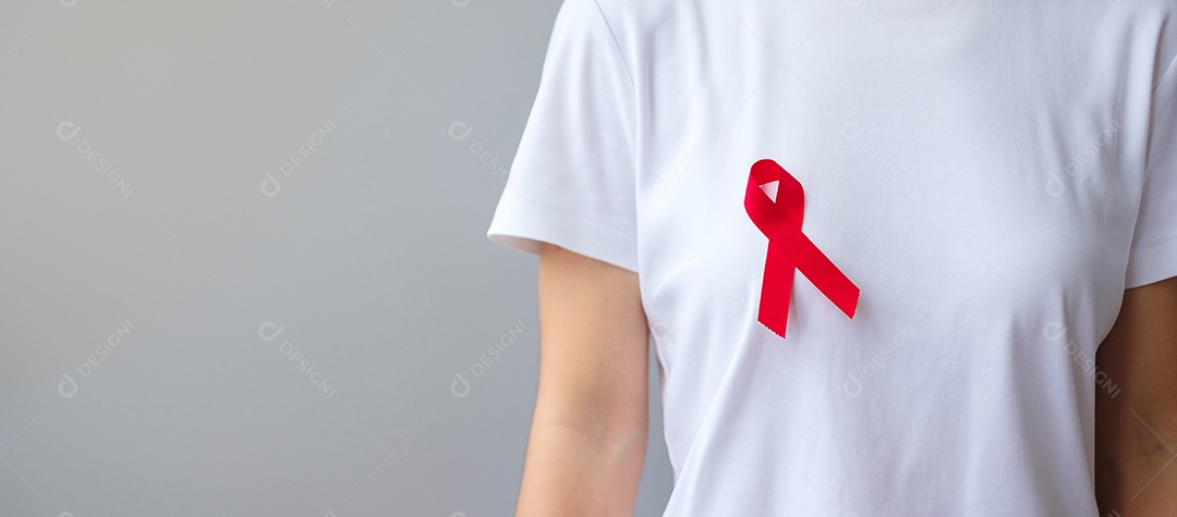 Red Ribbon para dezembro Dia Mundial da Aids (síndrome da imunodeficiência adquirida), mês de conscientização do câncer de mieloma múltiplo e semana nacional da fita vermelha.