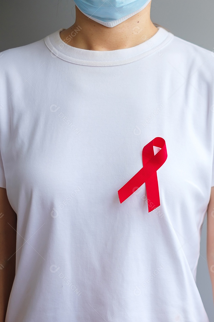 Red Ribbon para dezembro Dia Mundial da Aids (síndrome da imunodeficiência adquirida), mês de conscientização do câncer de mieloma múltiplo e semana nacional da fita vermelha.