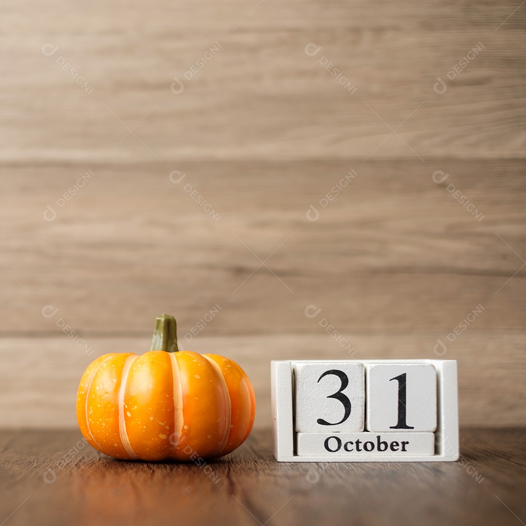 Feliz dia de Halloween com abóbora e calendário de 31 de outubro. Truque ou Ameaça, Olá outubro, outono outono, festivo, festa e conceito de férias
