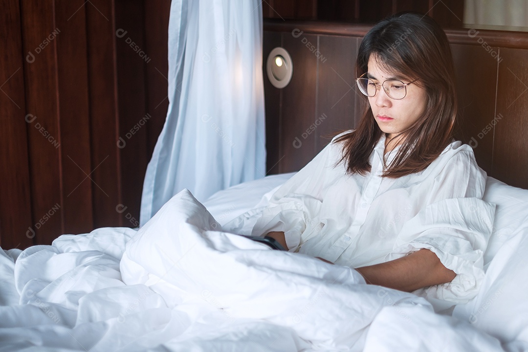 Happy woman using tablet for social media, young woman watching
