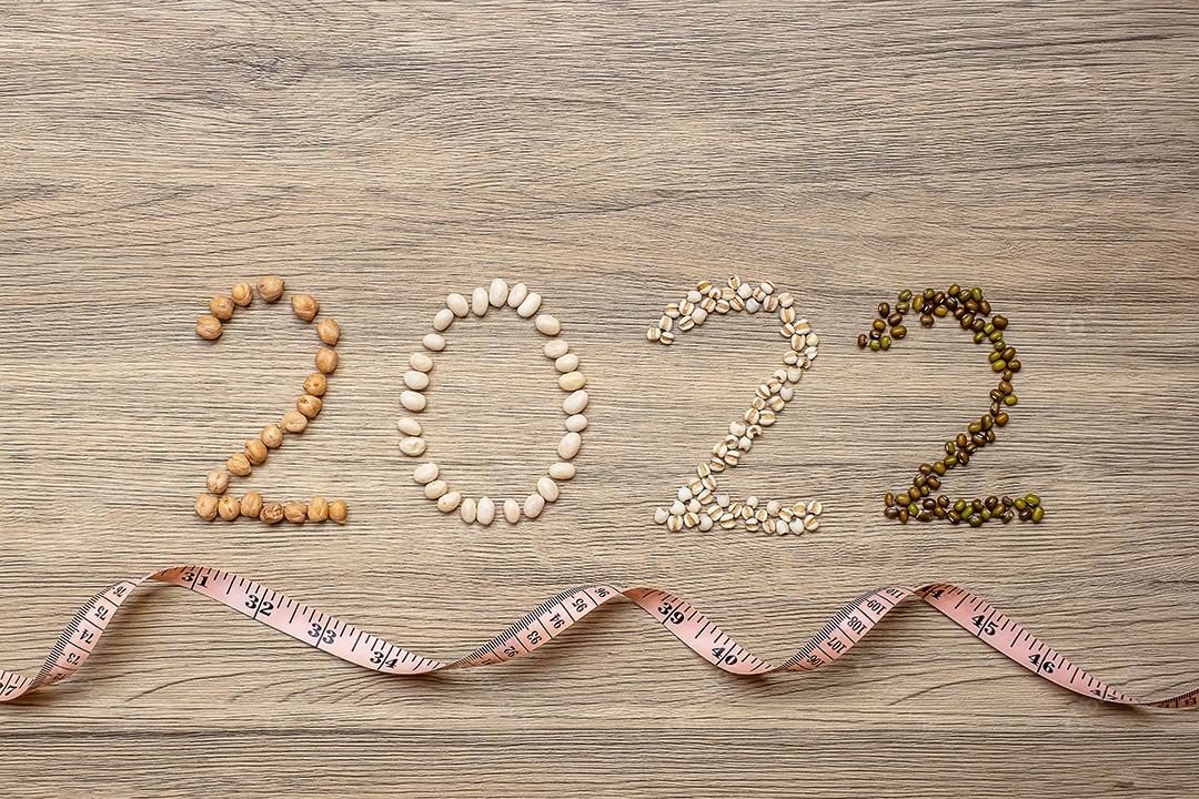 2022 Ano Novo e Novo Você com Feijão Orgânico; branco, verde, chique.