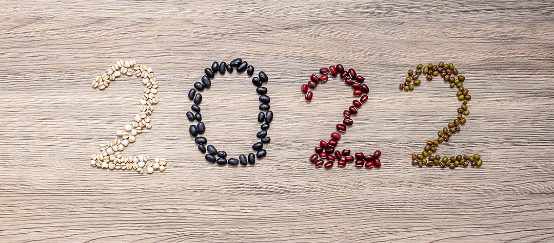 2022 Ano Novo e Novo Você com Feijão Orgânico; vermelho, preto, branco.