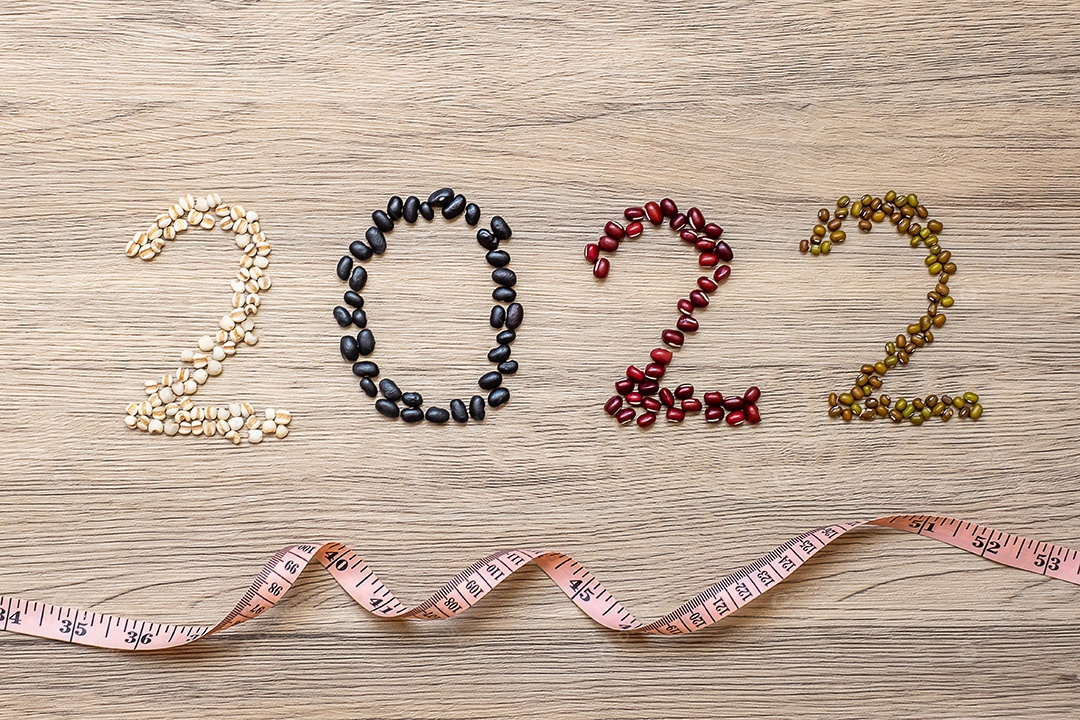 2022 Ano Novo e Novo Você com Feijão Orgânico; vermelho, preto, branco.