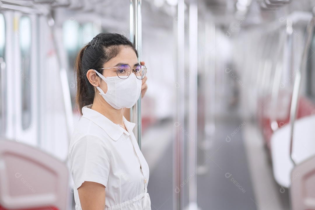 woman wearing protective mask preventing coronavirus