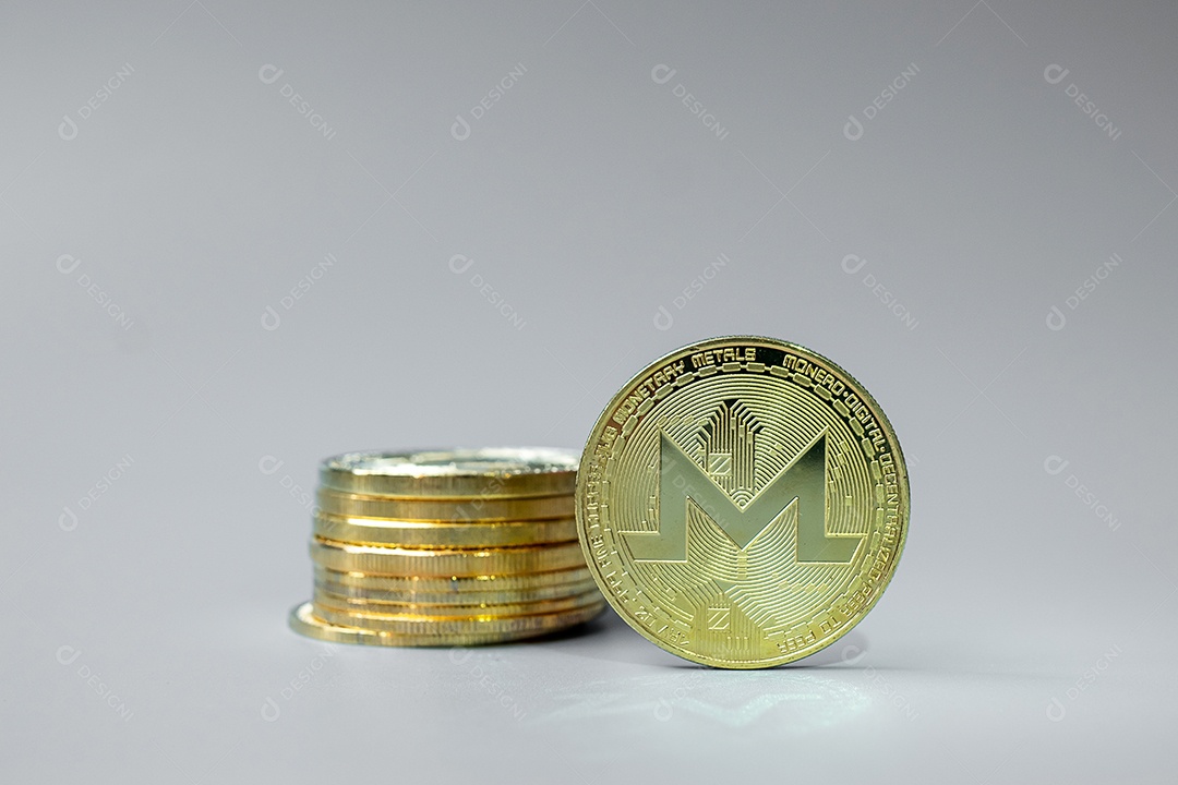 pilha de moedas de criptomoeda Bitcoin dourada, Crypto é Digital Mone