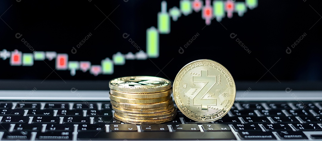 Moeda de criptomoeda Silver com fundo de gráfico de vela, é dinheiro digital dentro da rede, está usando tecnologia e troca de internet online.