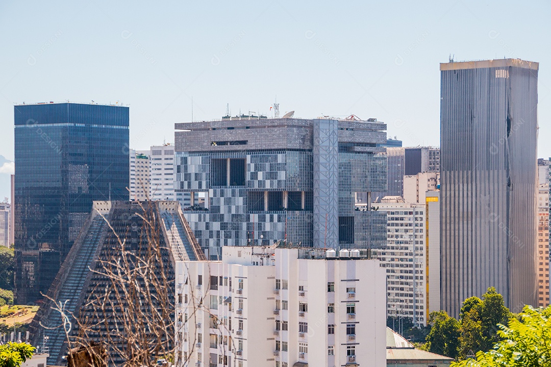 centro do Rio de Janeiro, visto do alto do bairro de Santa Teresa no Brasil.