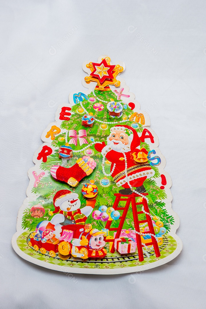 panfleto com decoração de natal em um fundo branco no Rio de Janeiro.