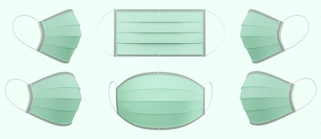 renderização 3D. Respirando máscara respiratória médica ou máscara cirúrgica