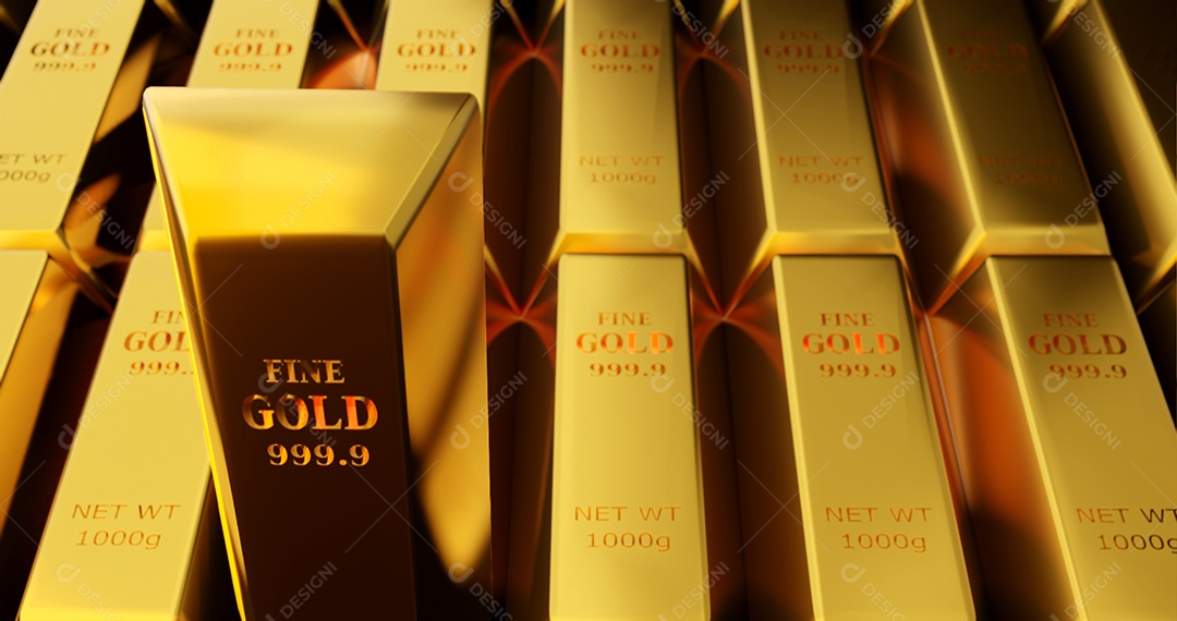 Investimento comercial em lingotes de ouro puro, o peso de 1000