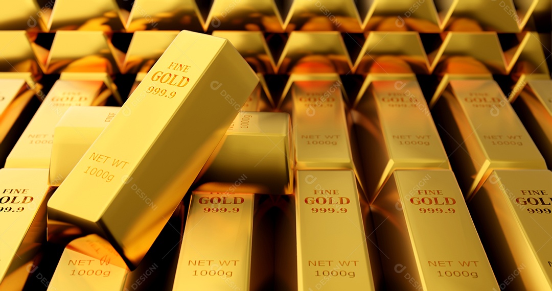 Investimento comercial em lingotes de ouro puro, o peso de 1000