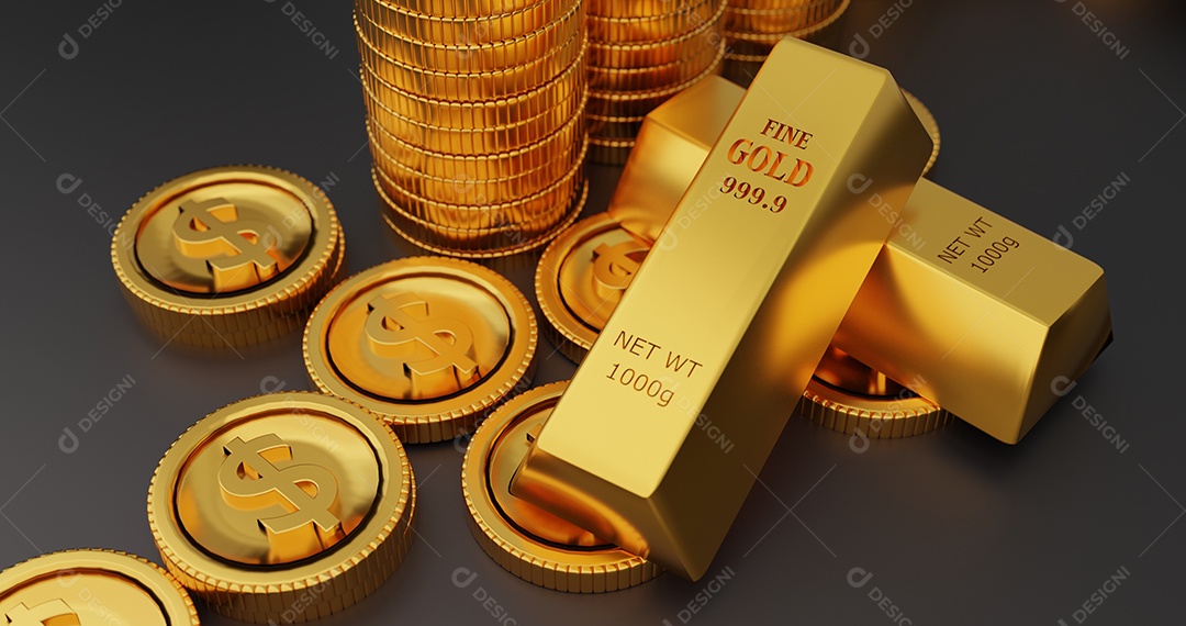 Investimento comercial em lingotes de ouro puro, o peso de 1000